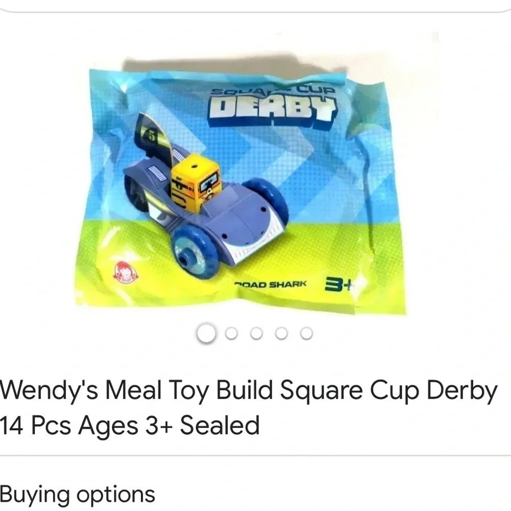 Wendy’s meal toy build car Square Cup Derby 14 piece ages 3 & up